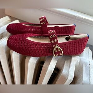 Rothy's Max Buckle Mary Jane in Ruby Mesh. NWT